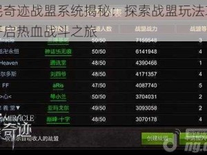 全民奇迹战盟系统揭秘：探索战盟玩法攻略，开启热血战斗之旅