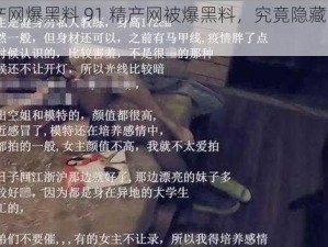 91精产网爆黑料 91 精产网被爆黑料，究竟隐藏了什么秘密？