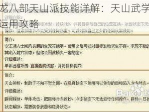 新天龙八部天山派技能详解：天山武学绝技及其运用攻略