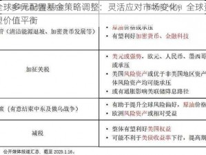 摩根全球多元配置基金策略调整：灵活应对市场变化，全球资产配置重塑价值平衡