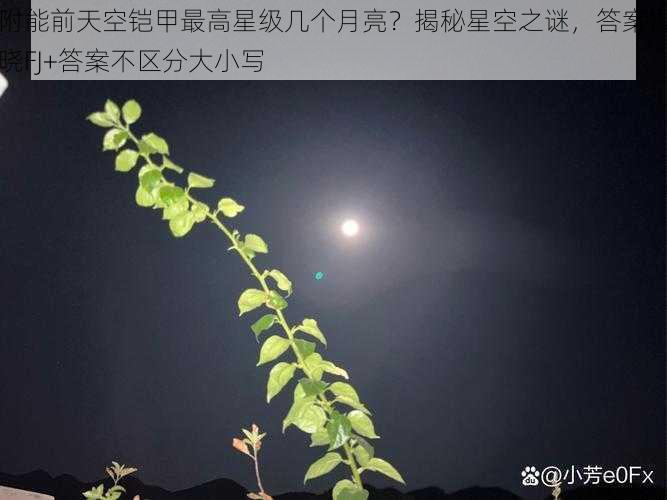 附能前天空铠甲最高星级几个月亮？揭秘星空之谜，答案揭晓FJ+答案不区分大小写