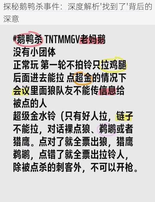 探秘鹅鸭杀事件：深度解析'找到了'背后的深意