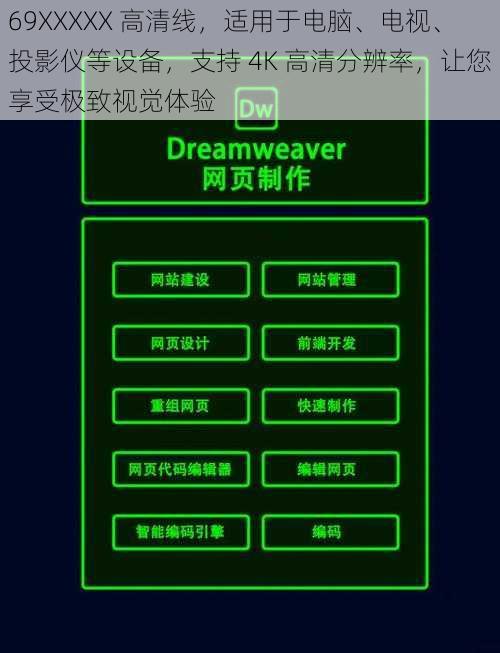 69ΧΧΧΧΧ 高清线，适用于电脑、电视、投影仪等设备，支持 4K 高清分辨率，让您享受极致视觉体验