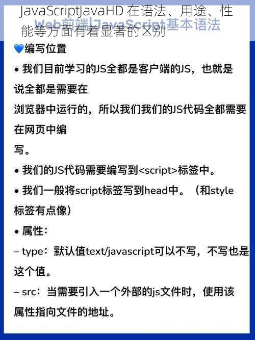 JavaScriptJavaHD 在语法、用途、性能等方面有着显著的区别