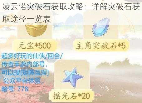 凌云诺突破石获取攻略：详解突破石获取途径一览表