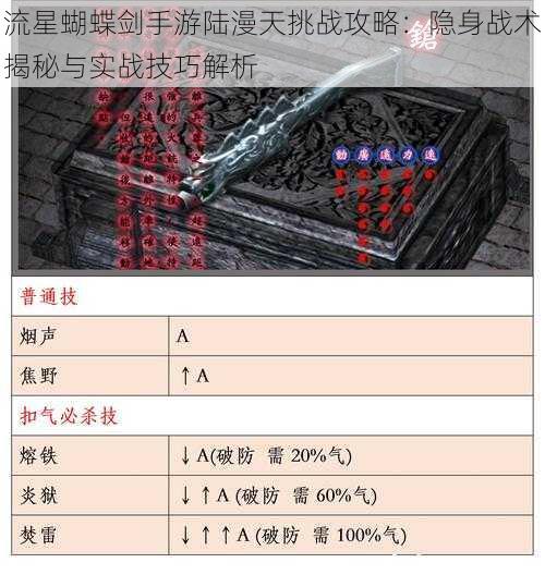 流星蝴蝶剑手游陆漫天挑战攻略：隐身战术揭秘与实战技巧解析