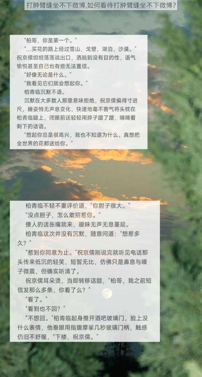 打肿臂缝坐不下微博,如何看待打肿臂缝坐不下微博？