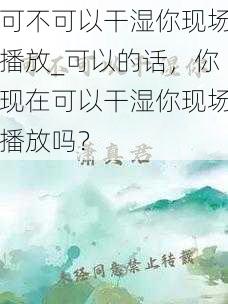 可不可以干湿你现场播放_可以的话，你现在可以干湿你现场播放吗？