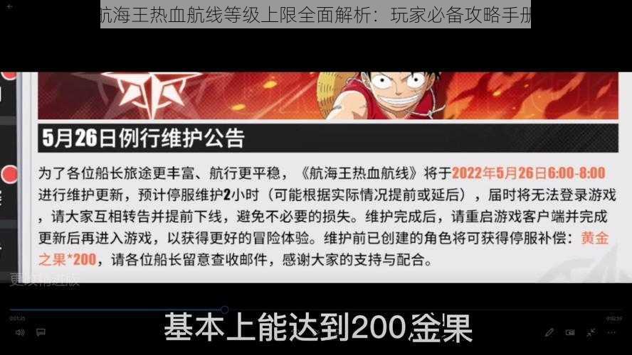 航海王热血航线等级上限全面解析：玩家必备攻略手册