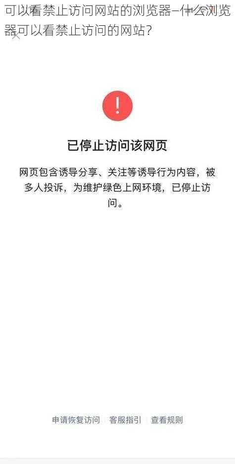 可以看禁止访问网站的浏览器—什么浏览器可以看禁止访问的网站？