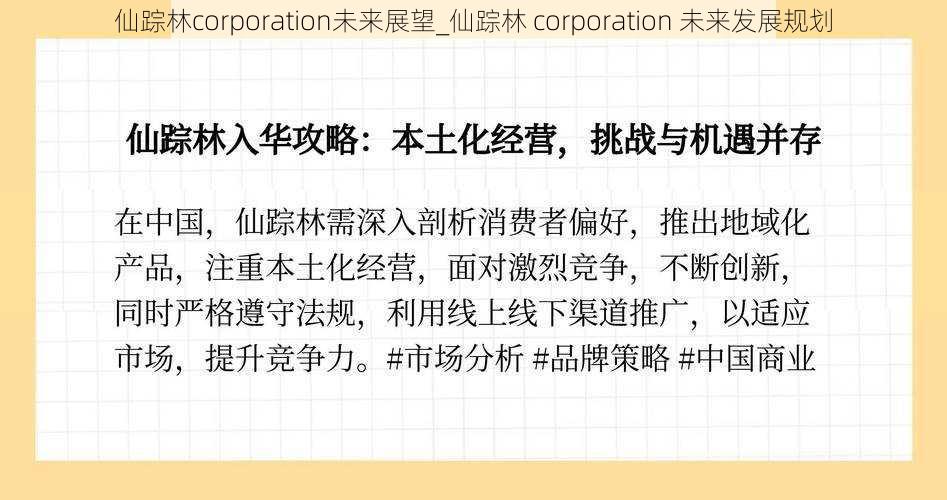 仙踪林corporation未来展望_仙踪林 corporation 未来发展规划