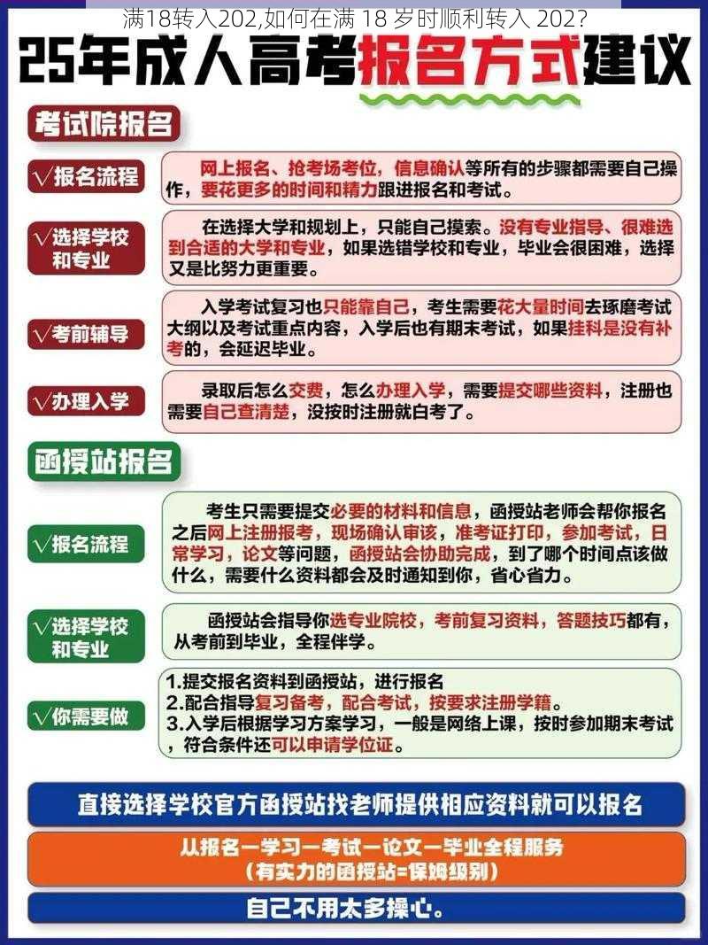 满18转入202,如何在满 18 岁时顺利转入 202？