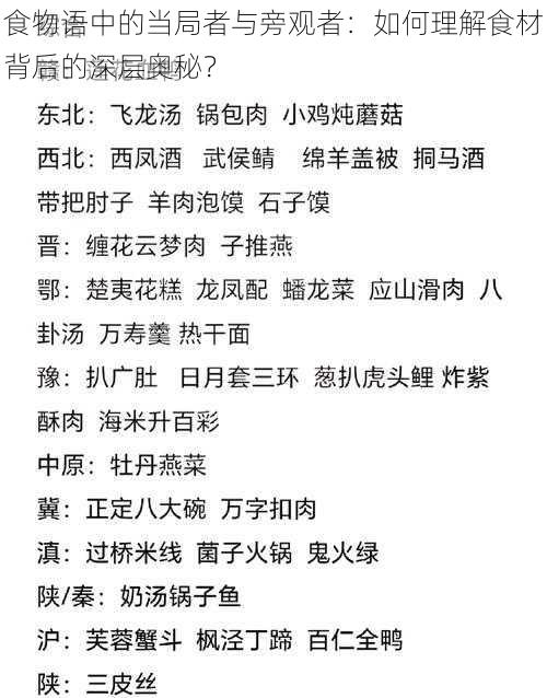 食物语中的当局者与旁观者：如何理解食材背后的深层奥秘？