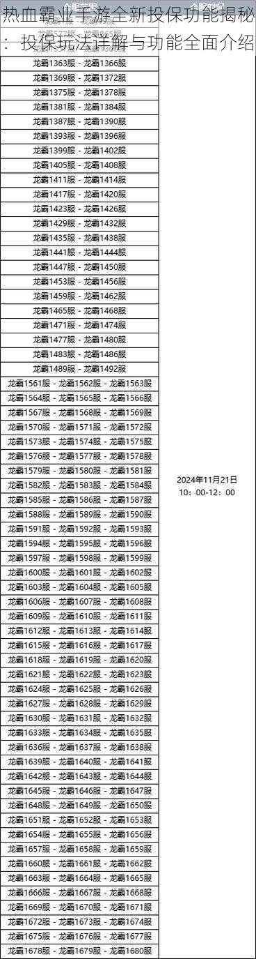 热血霸业手游全新投保功能揭秘：投保玩法详解与功能全面介绍