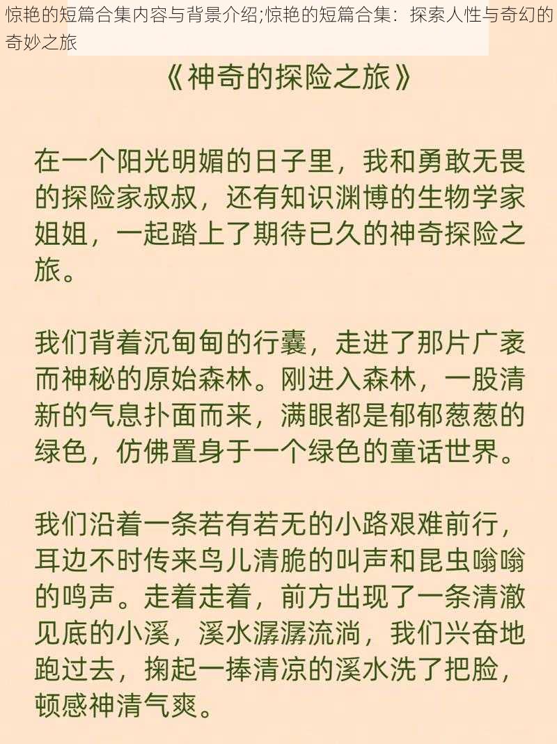 惊艳的短篇合集内容与背景介绍;惊艳的短篇合集：探索人性与奇幻的奇妙之旅