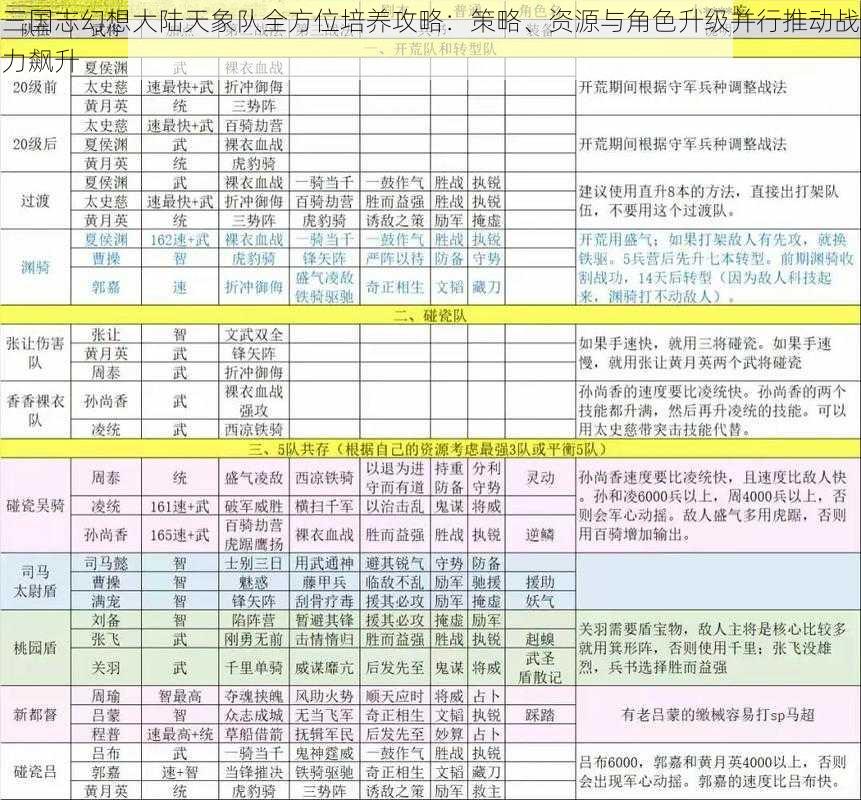 三国志幻想大陆天象队全方位培养攻略：策略、资源与角色升级并行推动战力飙升