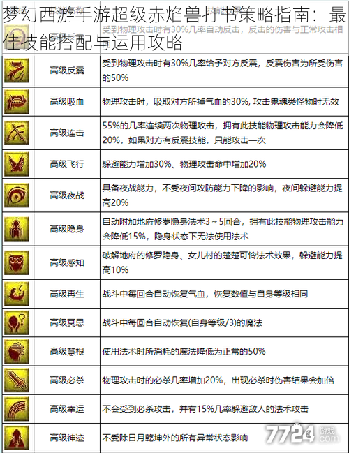 梦幻西游手游超级赤焰兽打书策略指南：最佳技能搭配与运用攻略