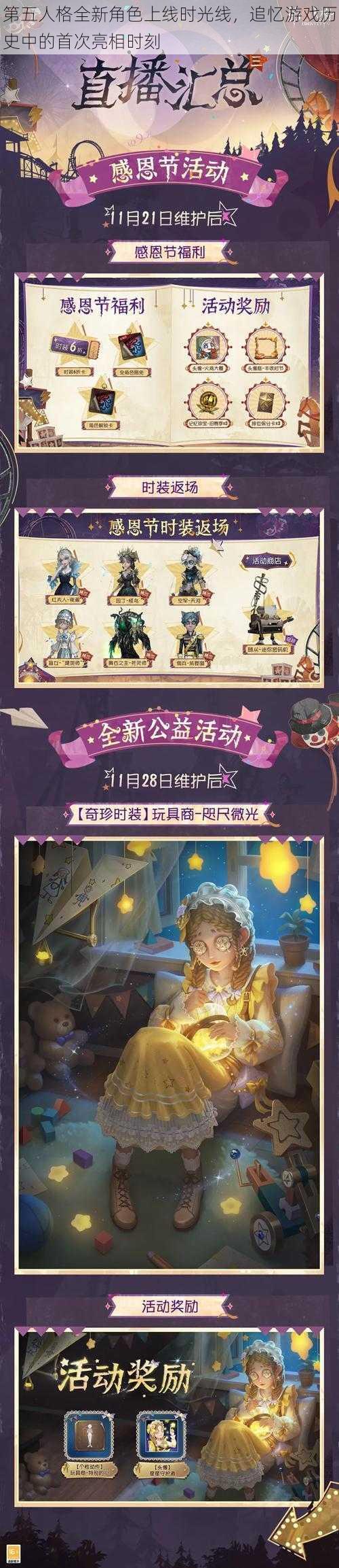 第五人格全新角色上线时光线，追忆游戏历史中的首次亮相时刻