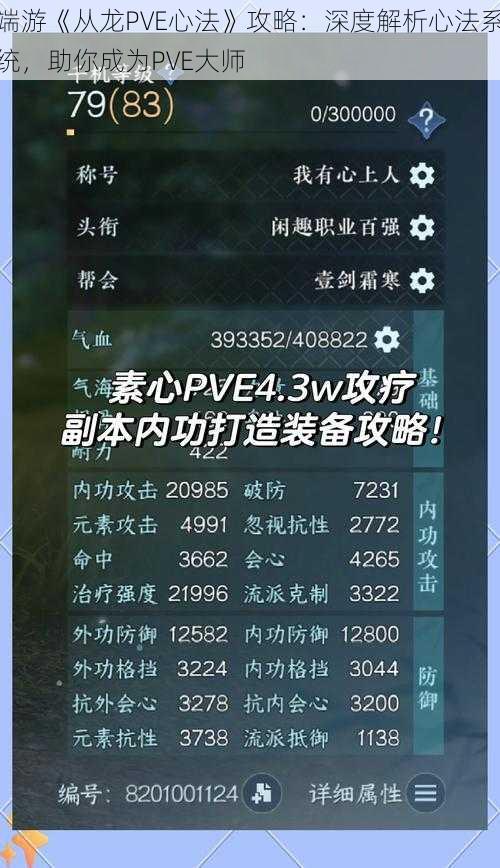 端游《从龙PVE心法》攻略：深度解析心法系统，助你成为PVE大师