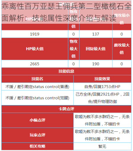 乖离性百万亚瑟王佣兵第二型橄榄石全面解析：技能属性深度介绍与解读