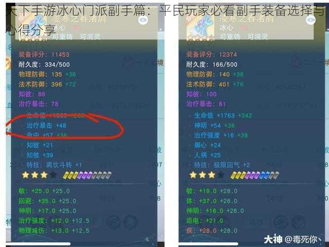 天下手游冰心门派副手篇：平民玩家必看副手装备选择与心得分享