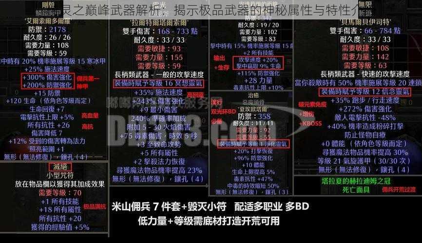 侍灵之巅峰武器解析：揭示极品武器的神秘属性与特性介绍